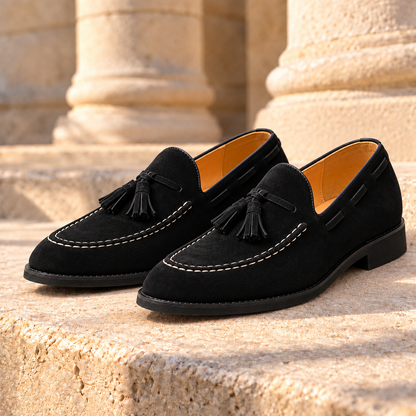 Jack Suede Tassel Loafers - Black, full pair