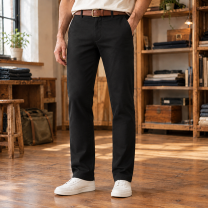 Connor Four-Way Stretch Trousers - Black, worn, full trousers