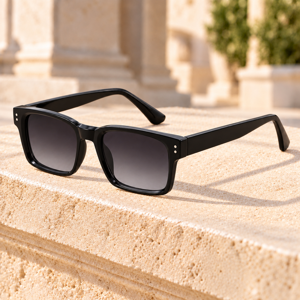 Parker Square Acetate Sunglasses — Black, full frame