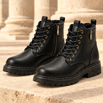 Chase Plush-Lined Lace-Up Boots - Black, full pair