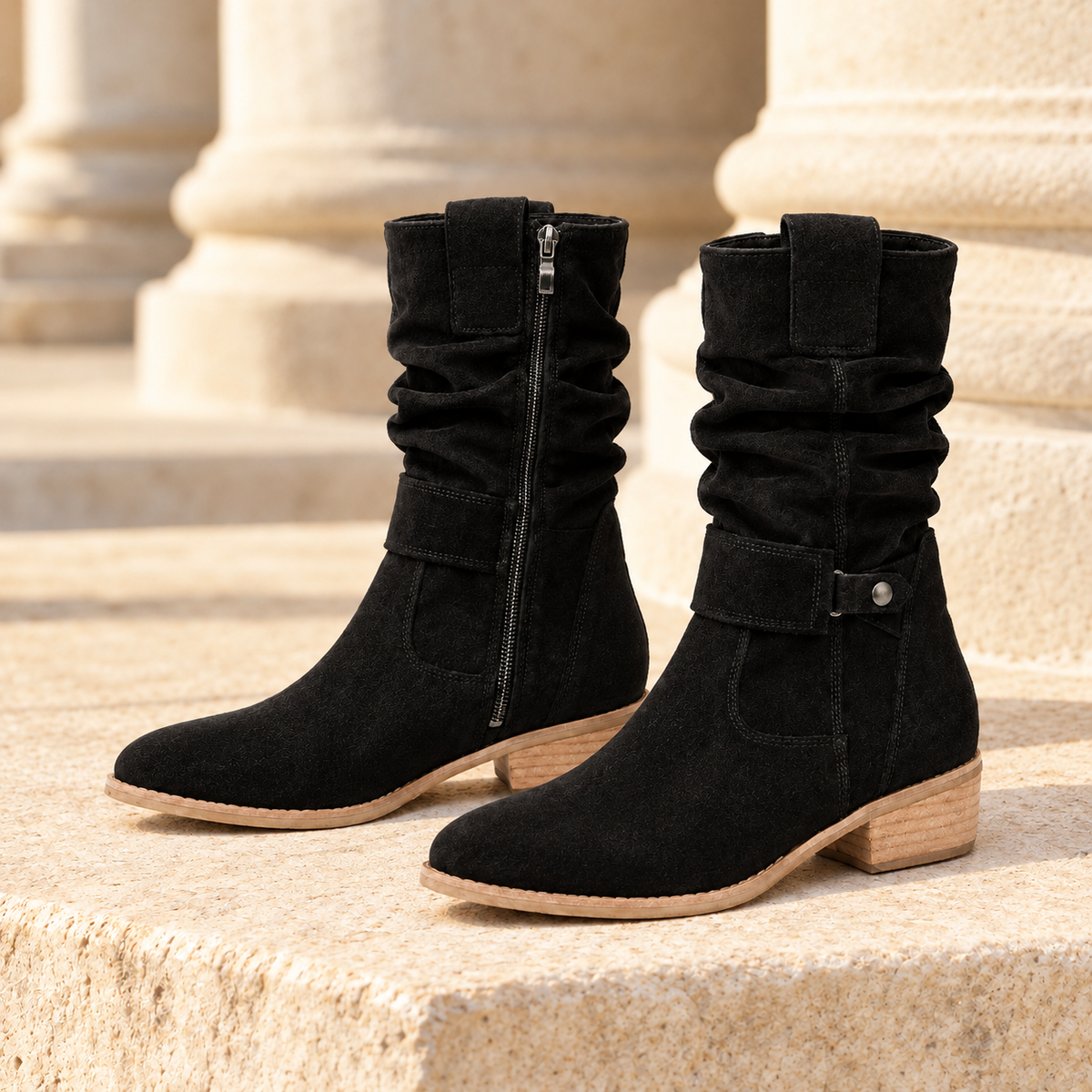 Carly Slouchy Suede-Look Boots  Drako™️ shoes