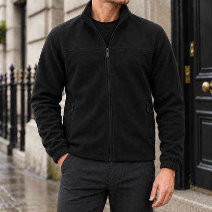 Elliot Polar Fleece Zip Jacket - Black, worn, full jacket