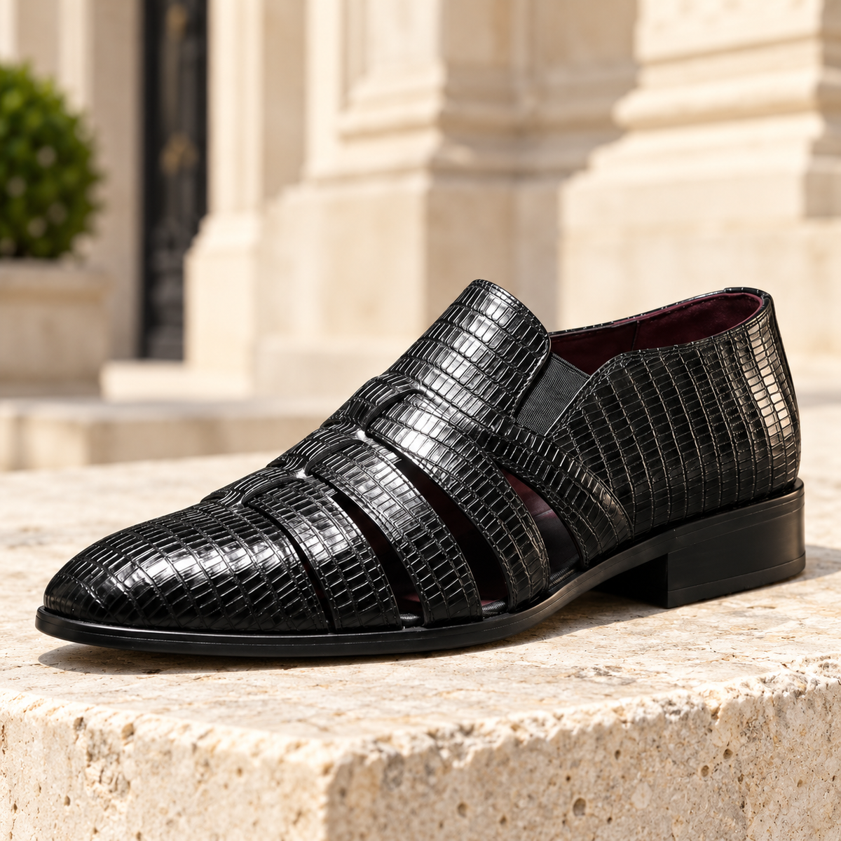 Lucian Cutout Dress Shoes — Black, full shoe