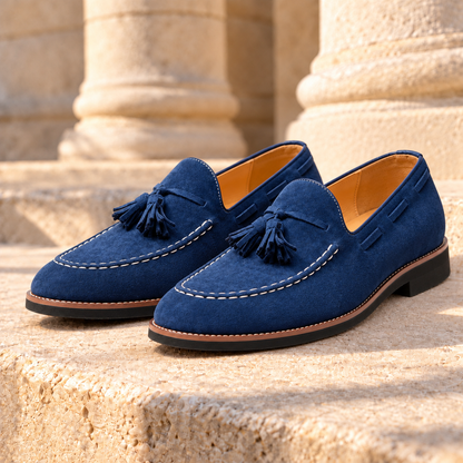 Jack Suede Tassel Loafers - Blue, full pair