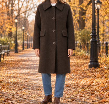 Madison Brushed Point-Collar Coat  Drako™️ jackets