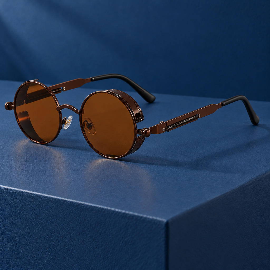 Felix Round Side-Shield Sunglasses - Brown/Tea, full frame