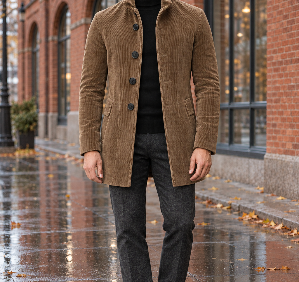 Grayson Stand-Collar Corduroy Coat  Drako™️ jackets
