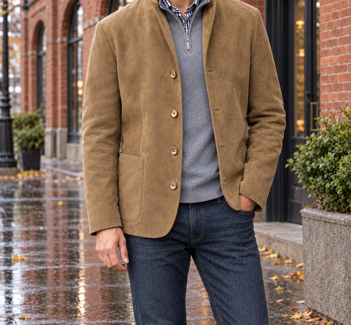 Wesley Suede-Look Stand-Collar Jacket  Drako™️ jackets