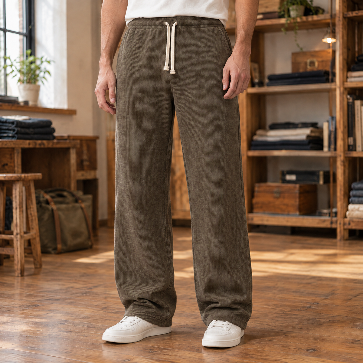 Wyatt Waffle-Knit Wide-Leg Pants  Drako™️ trousers