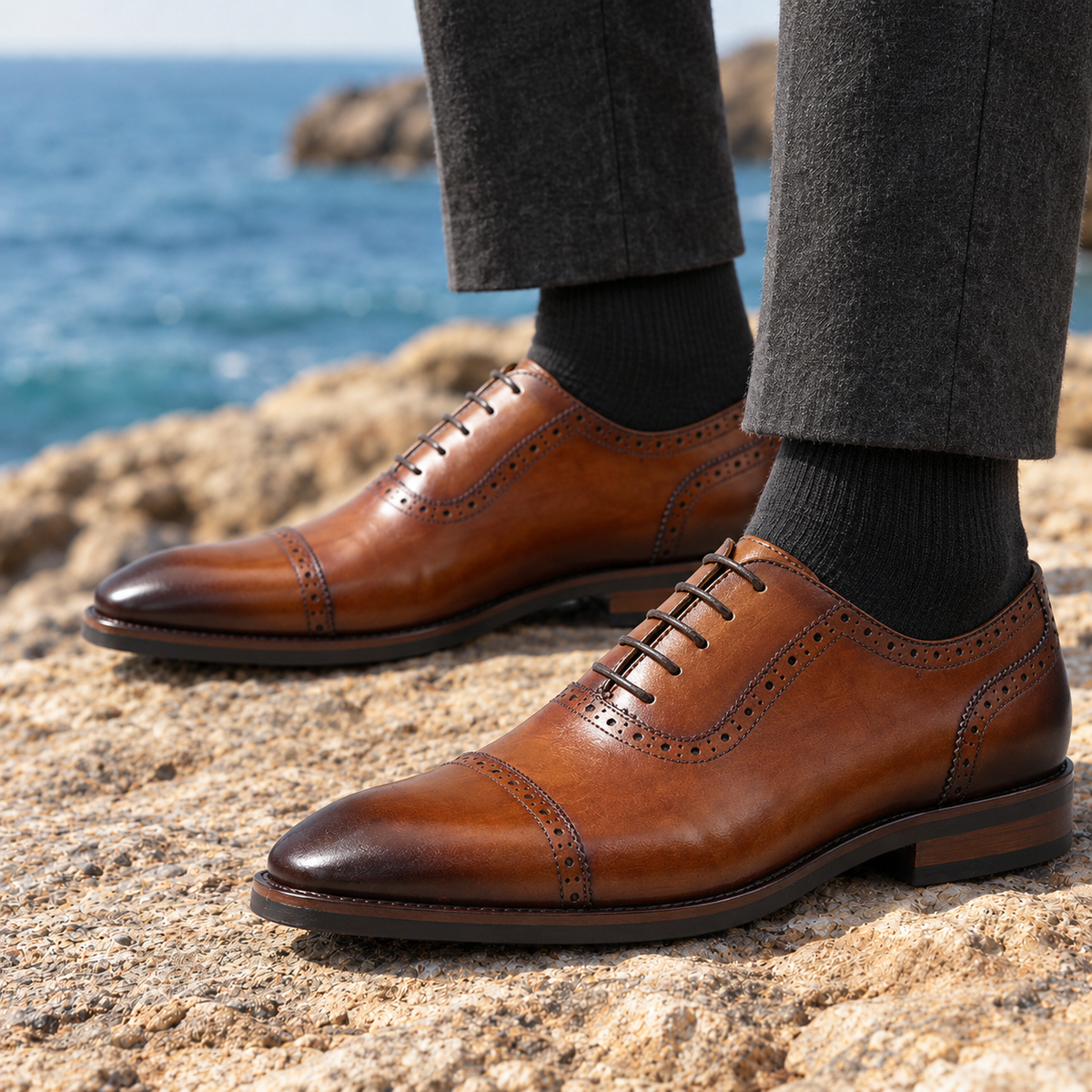 Theodore Cap-Toe Leather Oxfords  Drako™️ shoes