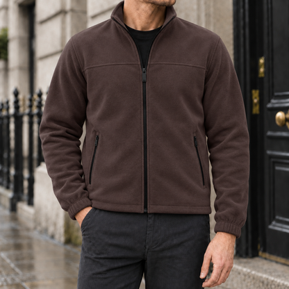 Elliot Polar Fleece Zip Jacket - Brown, worn, full jacket