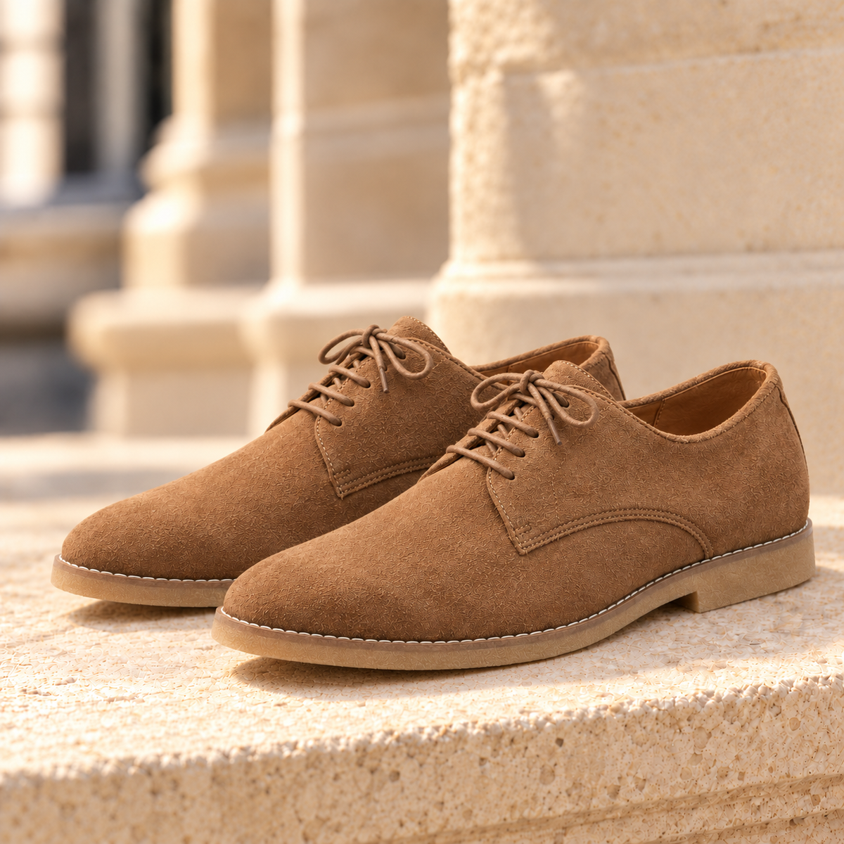 Dean Suede Derby Shoes - Brown, full pair