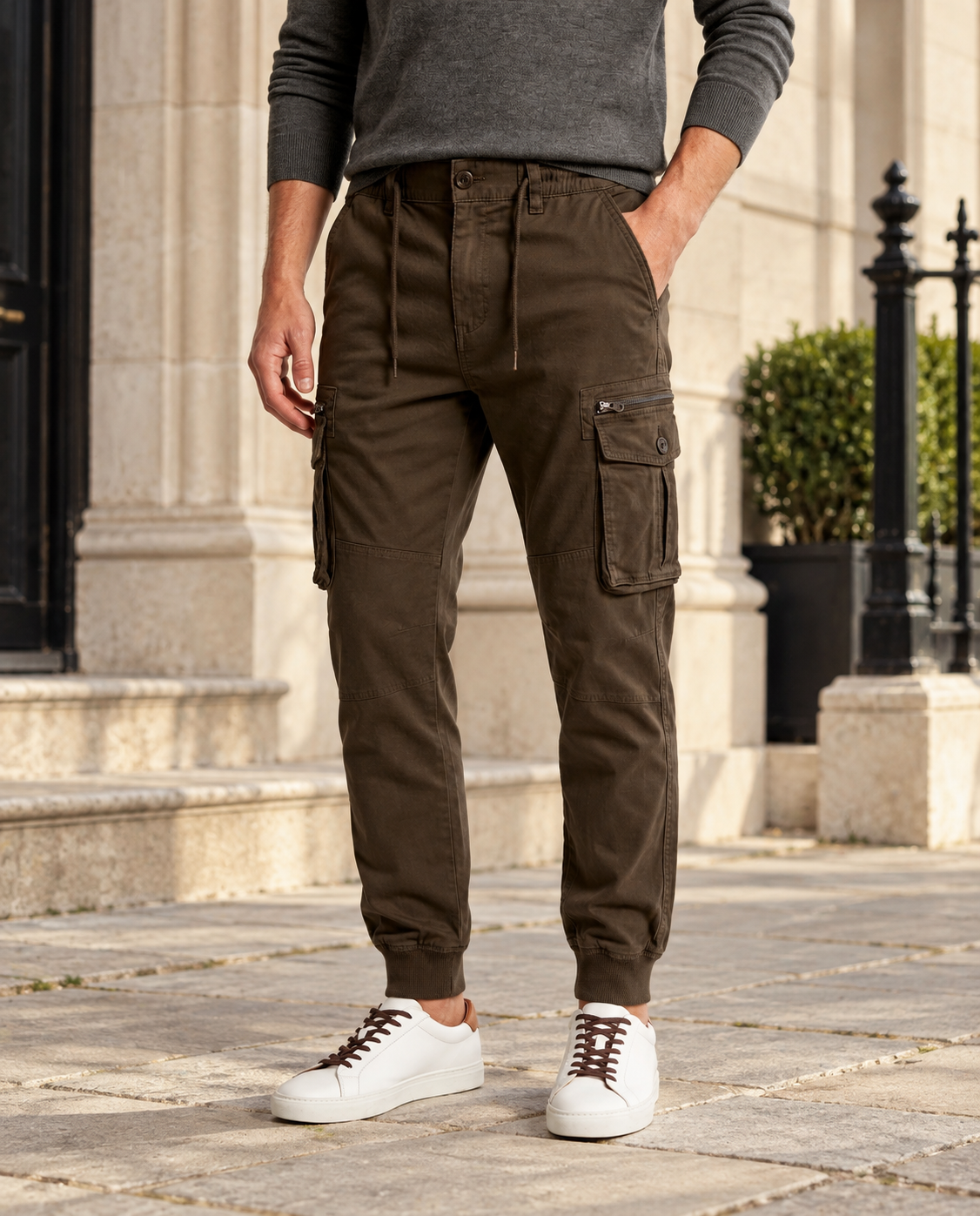 Evander Cargo Joggers — Brown, full item