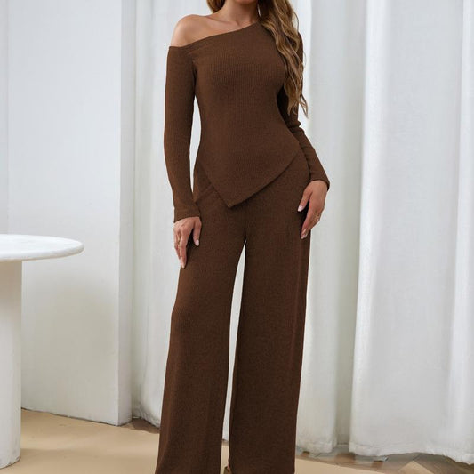 Calabria Ribbed One-Shoulder Set  Drako™️