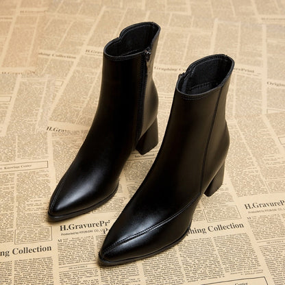 Women's Ankle Boots | Pointed Toe & Block Heel | Side Zip Closure | Comfortable Fit  Drako™️