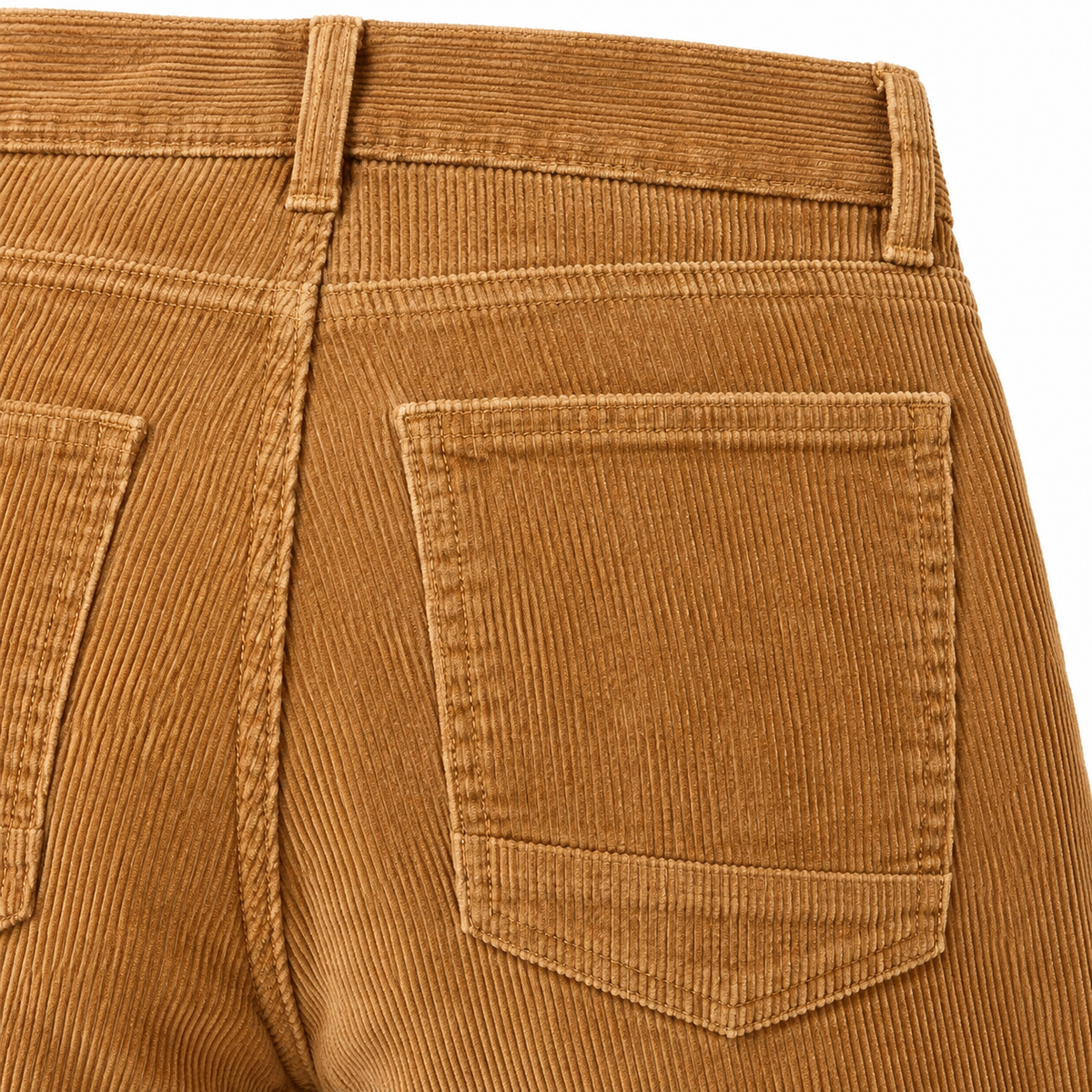 Elliott Wide-Wale Corduroy Trousers - Beige, back pocket and corduroy close-up