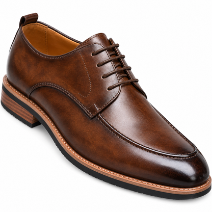 Franklin Split-Toe Leather Derby Shoes - Brown, split toe and leather close-up