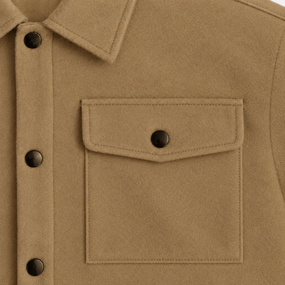 Travis Flap-Pocket Trucker Jacket - Camel, flap chest pocket close-up