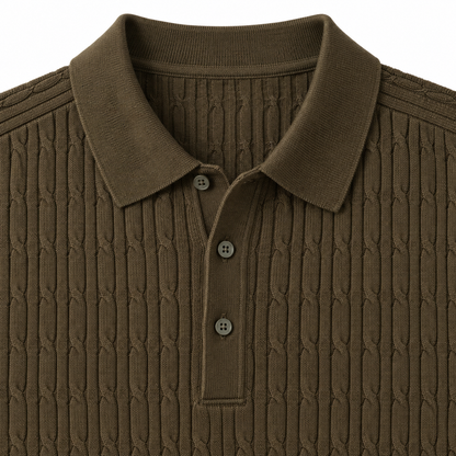 Daniel Cable-Knit Short-Sleeve Polo  Drako™️ tops