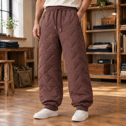 Dylan Quilted Sherpa-Lined Joggers - Coffee, worn, full pants