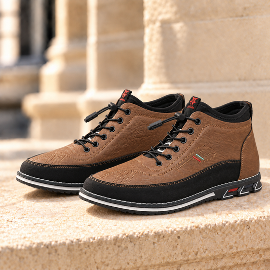 Cole Leather Mid-Top Sneakers - Dark Brown, full pair
