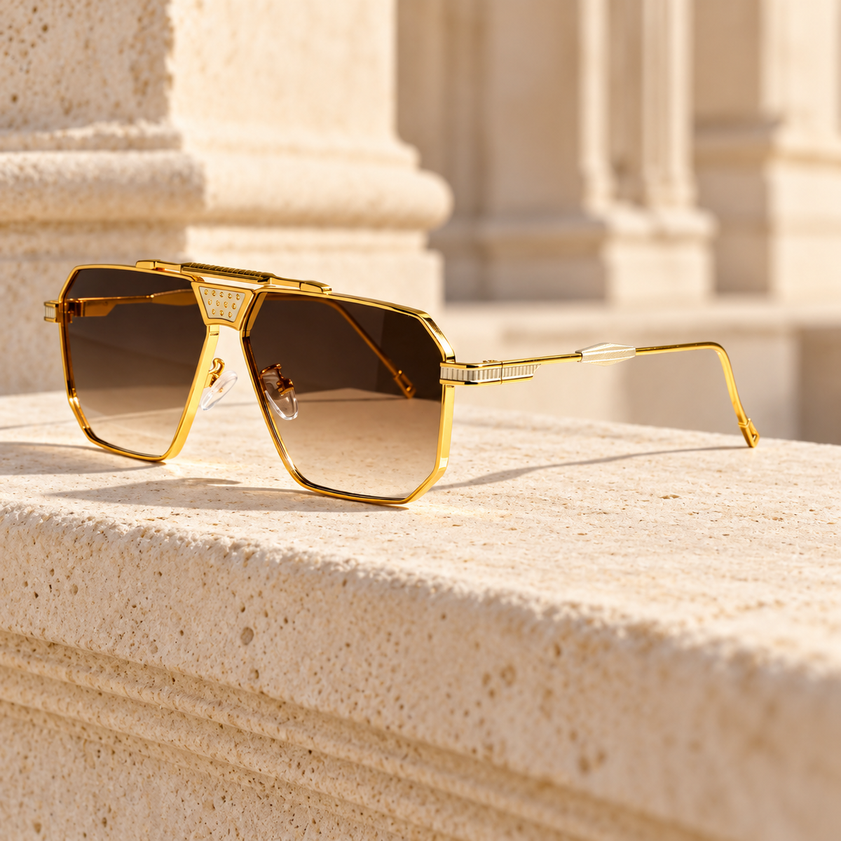 Dorian Octagonal Sunglasses — Espresso, full item