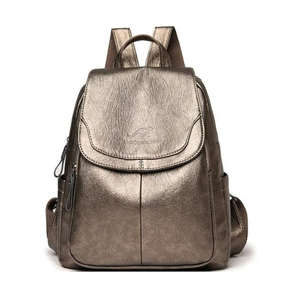 Leather Flap-Front Daypack for Women | Theft-Proof Design | Durable Leather | Organized Storage  Drako™️