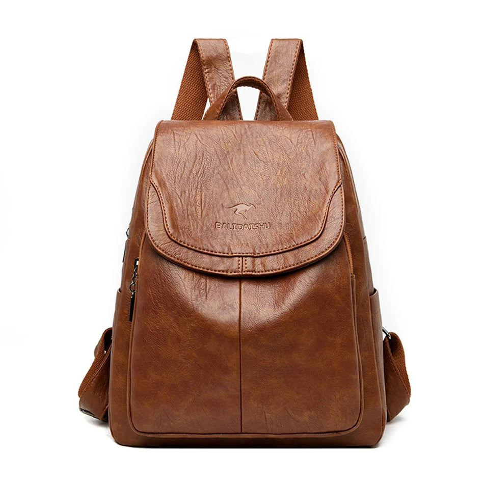 Leather Flap-Front Daypack for Women | Theft-Proof Design | Durable Leather | Organized Storage  Drako™️