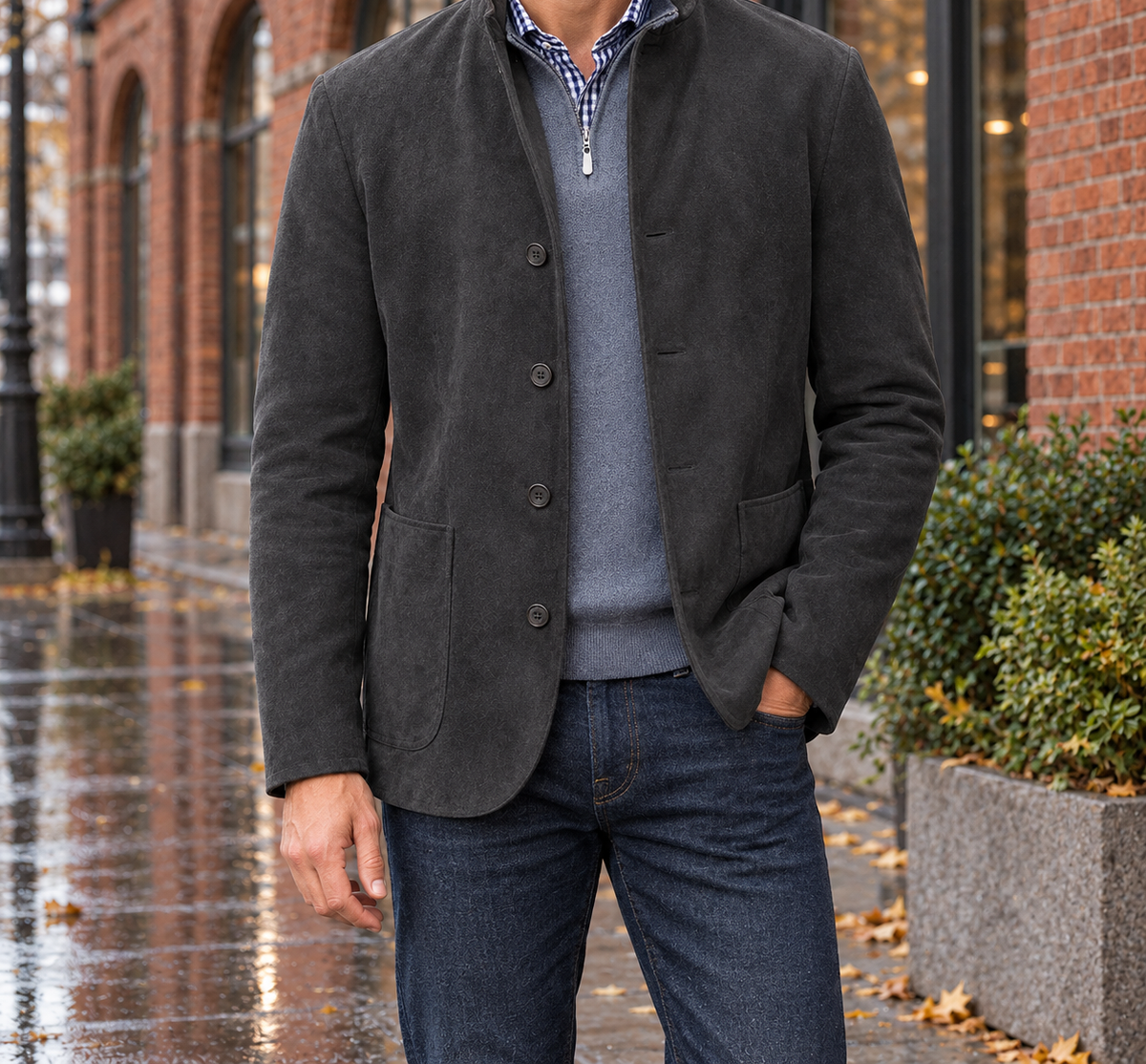 Wesley Suede-Look Stand-Collar Jacket  Drako™️ jackets