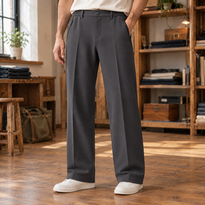 Scott Fleece-Lined Softshell Trousers - Gray, worn, full trousers