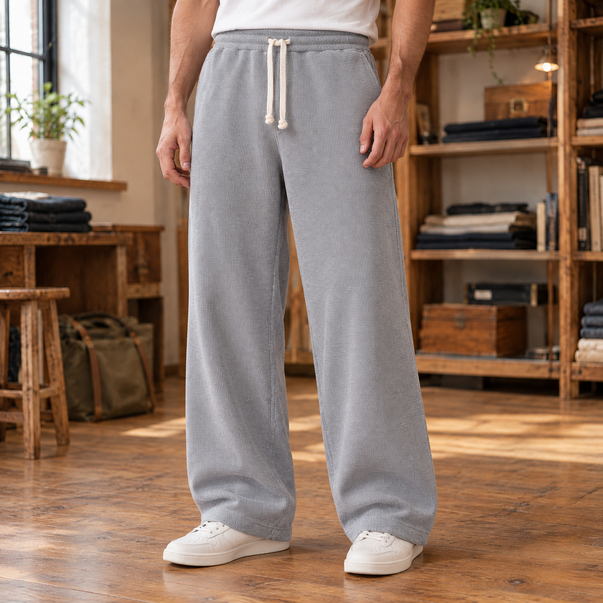 Wyatt Waffle-Knit Wide-Leg Pants  Drako™️ trousers