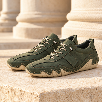 Gavin Wavy-Sole Leather Lace-Up Shoes - Green, full pair