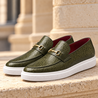 Severin Croc-Embossed Horsebit Loafers - Green, full pair