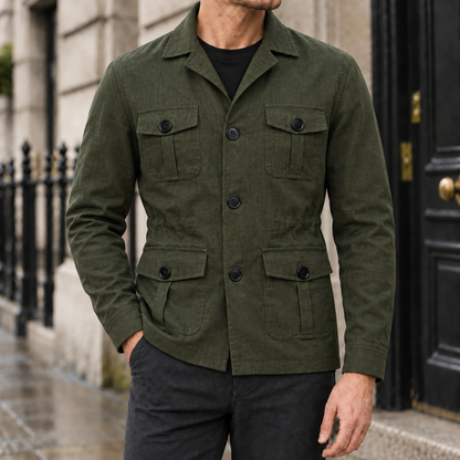 Russell Four-Pocket Safari Jacket - Army Green, worn, full jacket