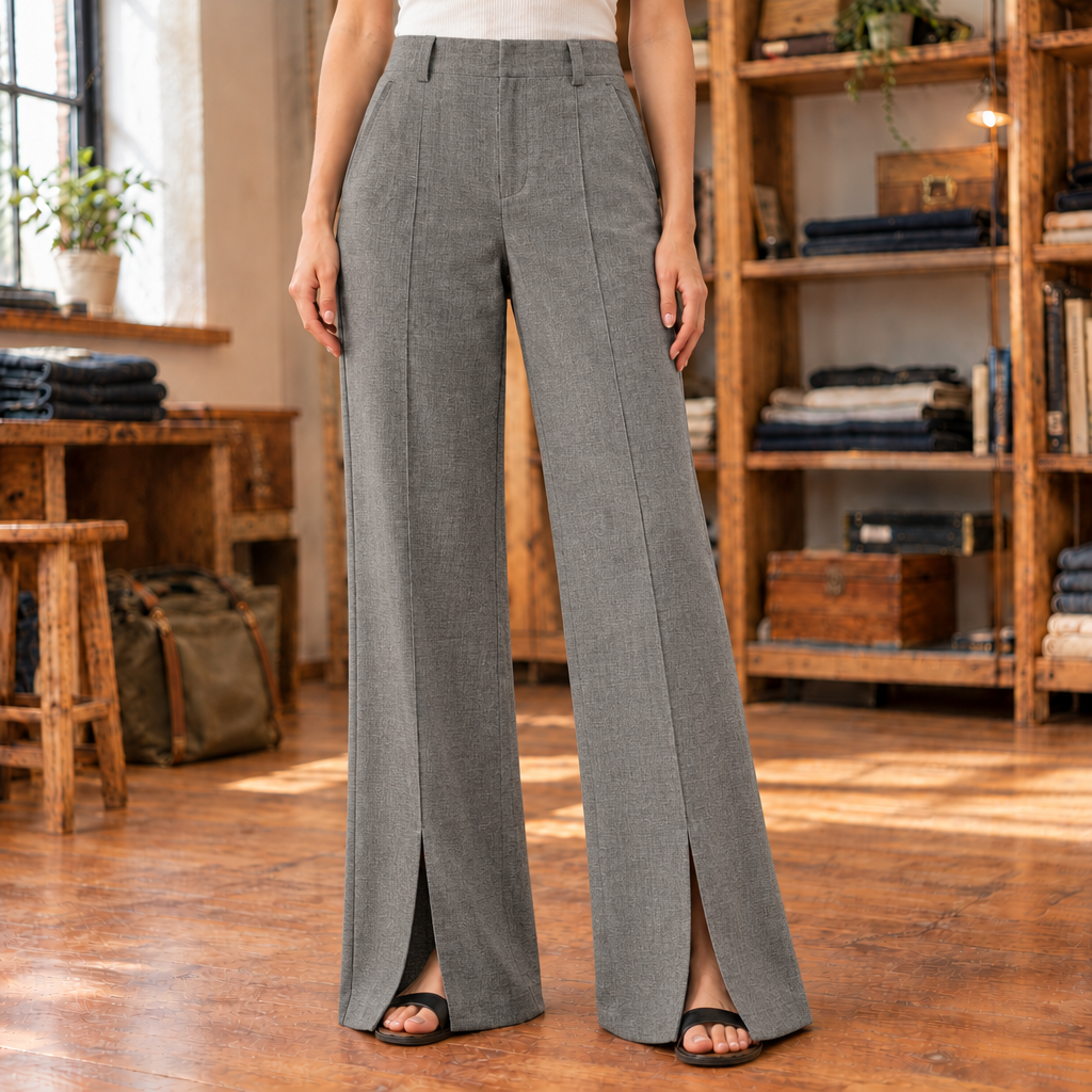 Monica Slit-Hem Wide-Leg Trousers  Drako™️ trousers