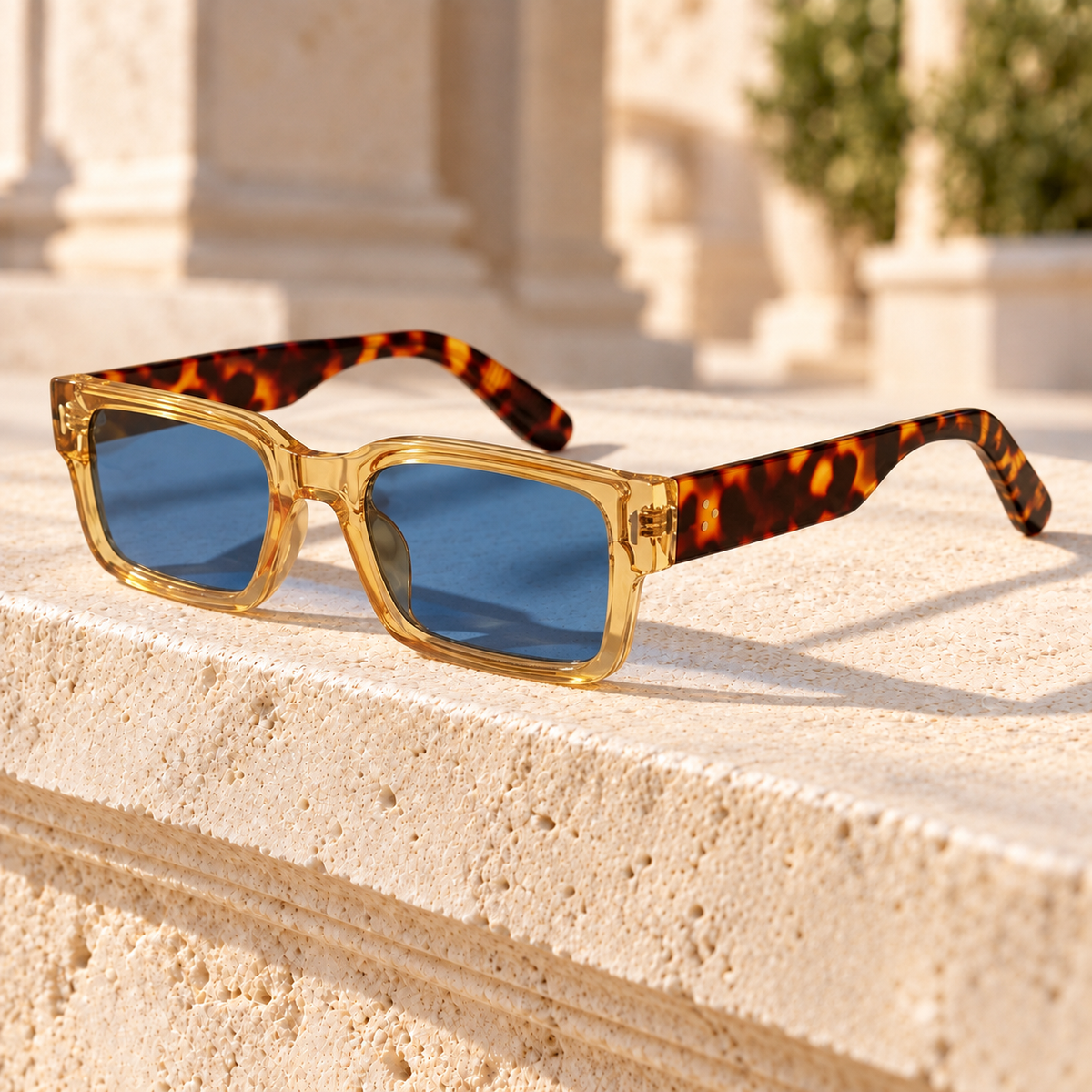 Reese Square Acetate Sunglasses — Honey, full frame