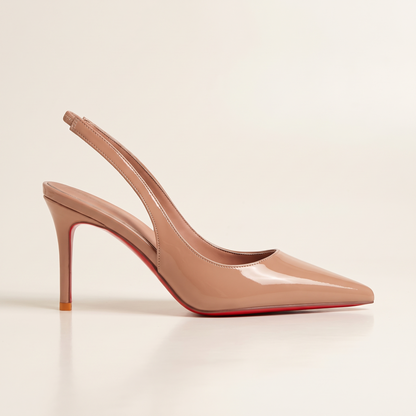 The Margaux slingback heel in Blush, side profile