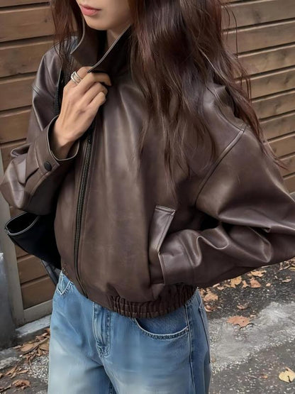 Valdoria Cropped Leather Jacket  Drako™️