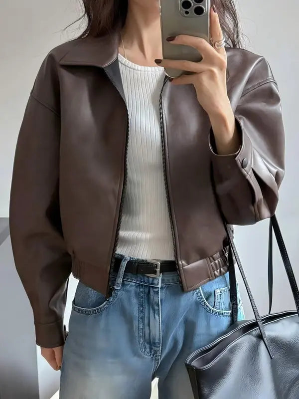 Valdoria Cropped Leather Jacket  Drako™️