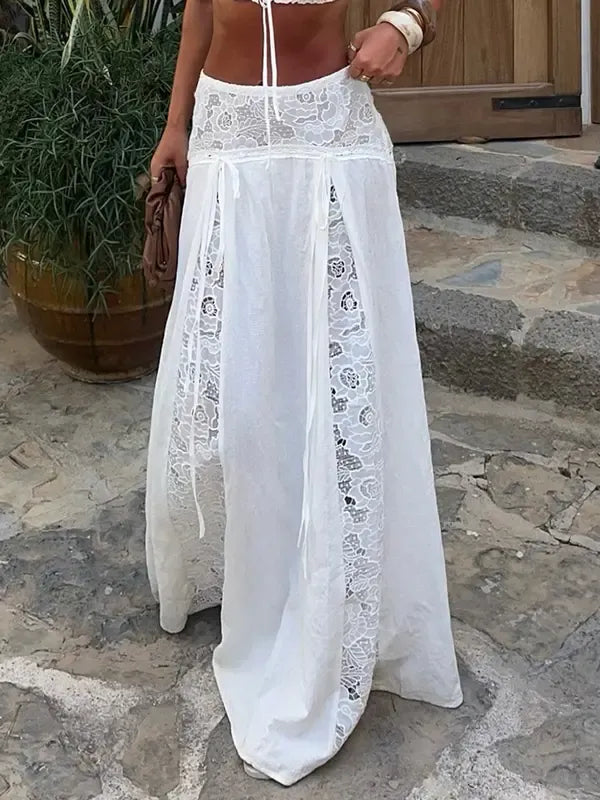 Sicilia Lace Panel Maxi Skirt  Drako™️