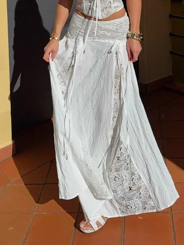 Sicilia Lace Panel Maxi Skirt  Drako™️