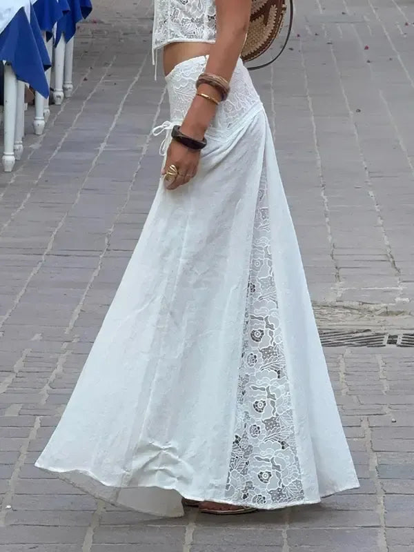 Sicilia Lace Panel Maxi Skirt  Drako™️