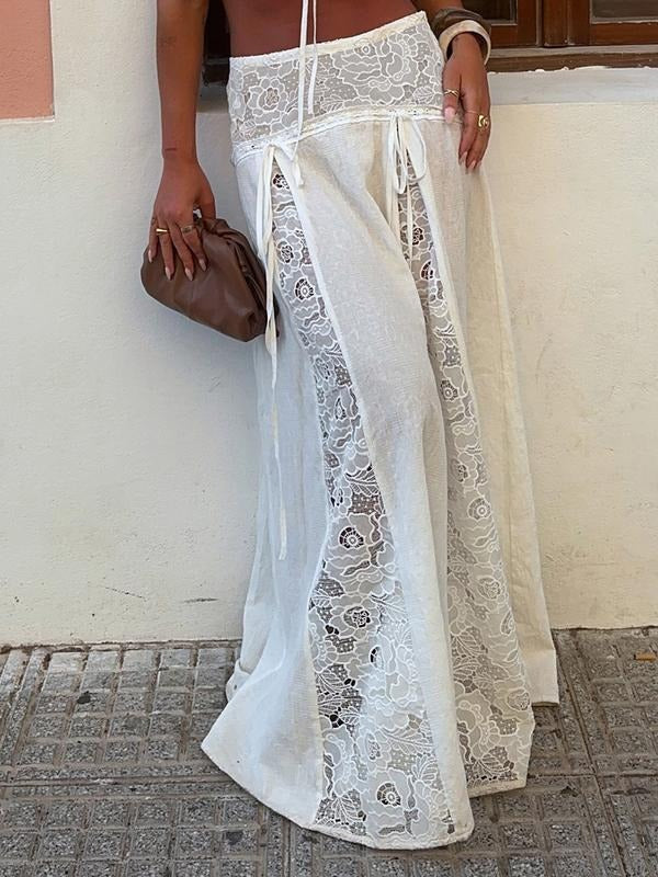 Sicilia Lace Panel Maxi Skirt  Drako™️
