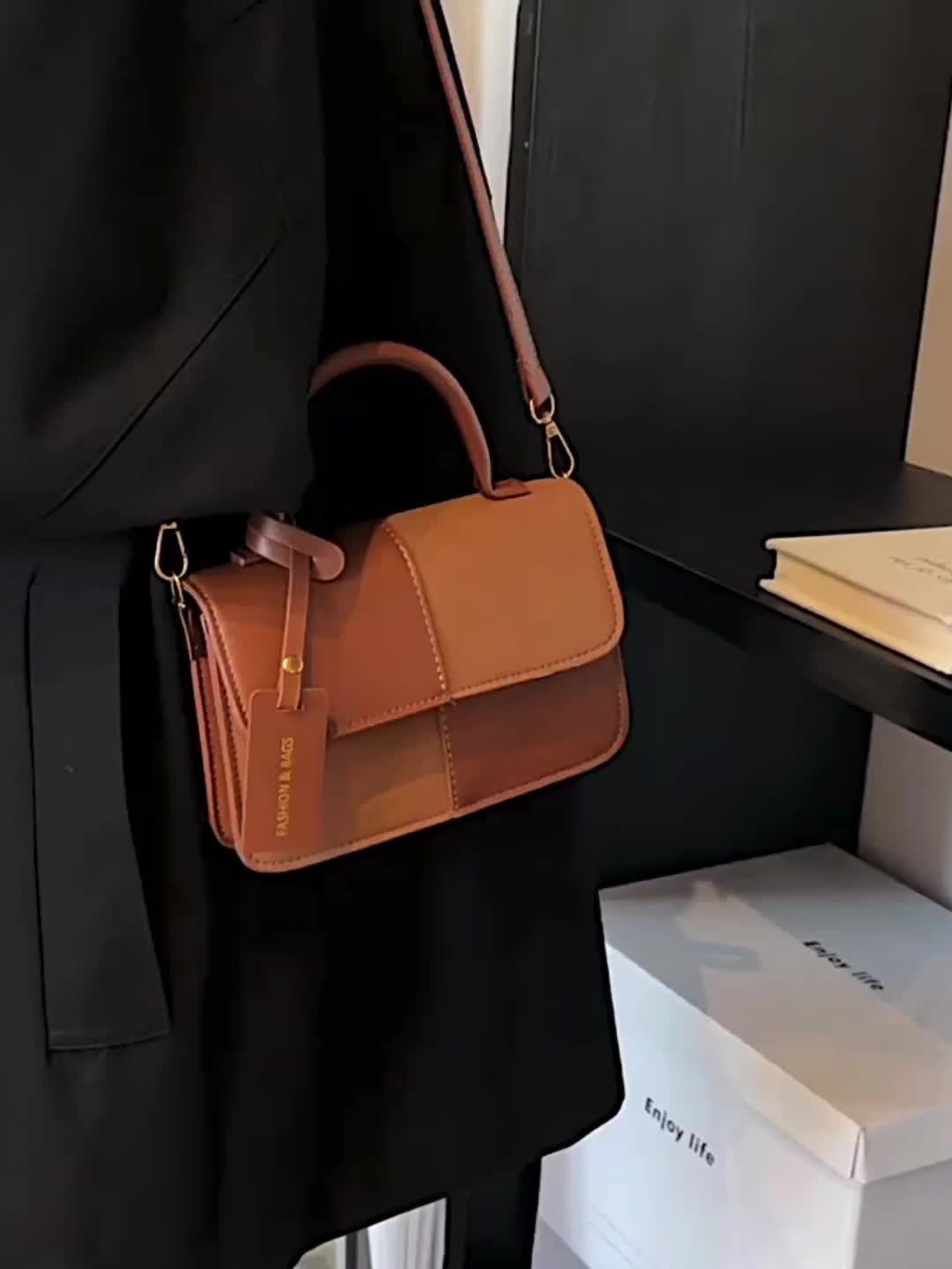 Lunara Structured Leather Top Handle Bag  Drako™️