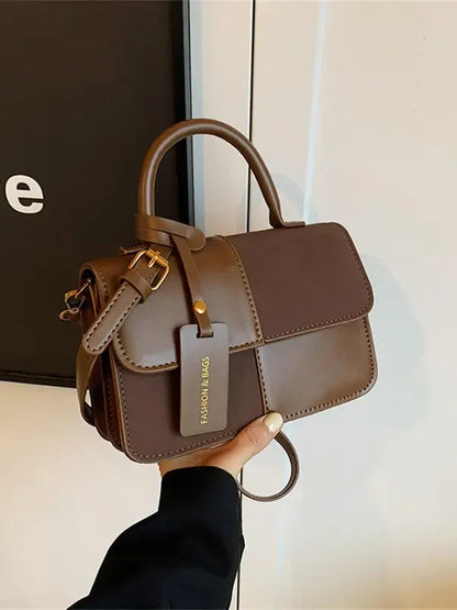 Lunara Structured Leather Top Handle Bag  Drako™️