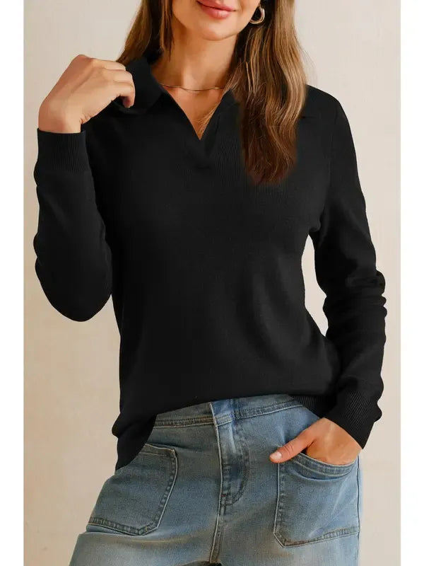 Elvas Collared Knit Top  Drako™️