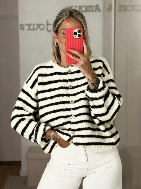 Calidora Striped Knit Cardigan  Drako™️