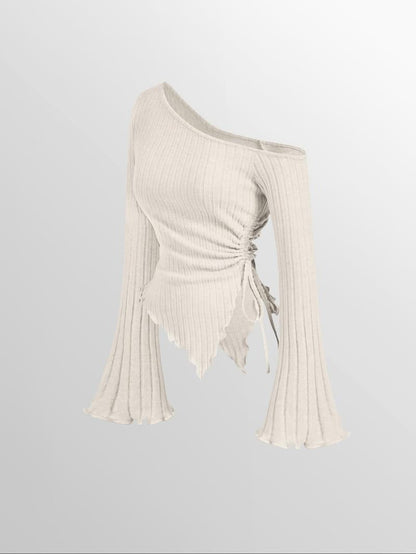 Malaga Asymmetric Ribbed Top  Drako™️