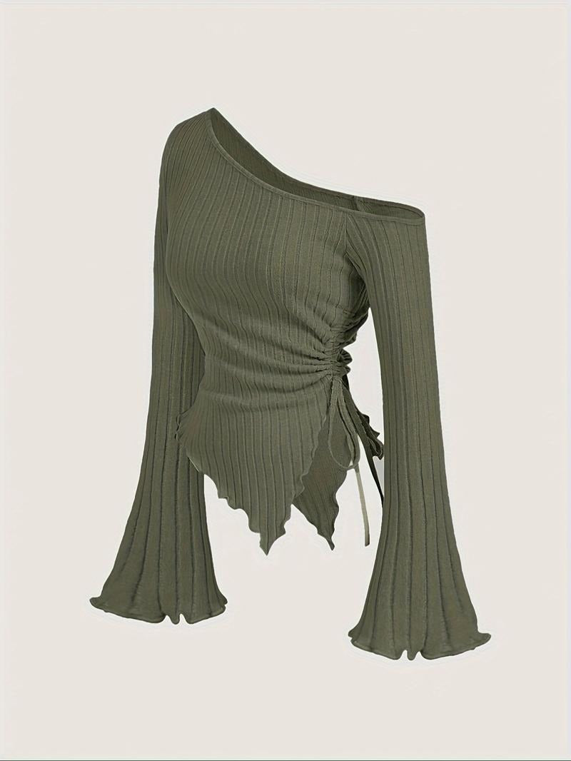 Malaga Asymmetric Ribbed Top  Drako™️