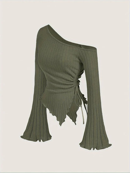 Malaga Asymmetric Ribbed Top  Drako™️